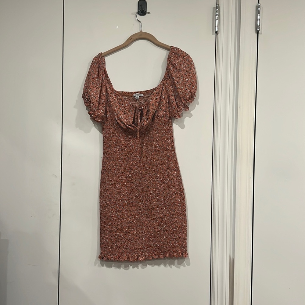Coral Floral Fitted Dress